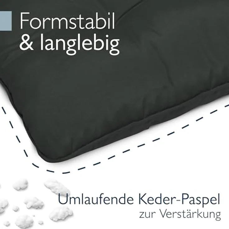Beautissu Sitzkissen Lounge Kissen Outdoor Rückenkissen Flair LK, 50x40x12cm, Anthrazit, 50x40x12 cm – Wetterfest Schmutzabweisend Polster für Gartenmöbel – Bild 8