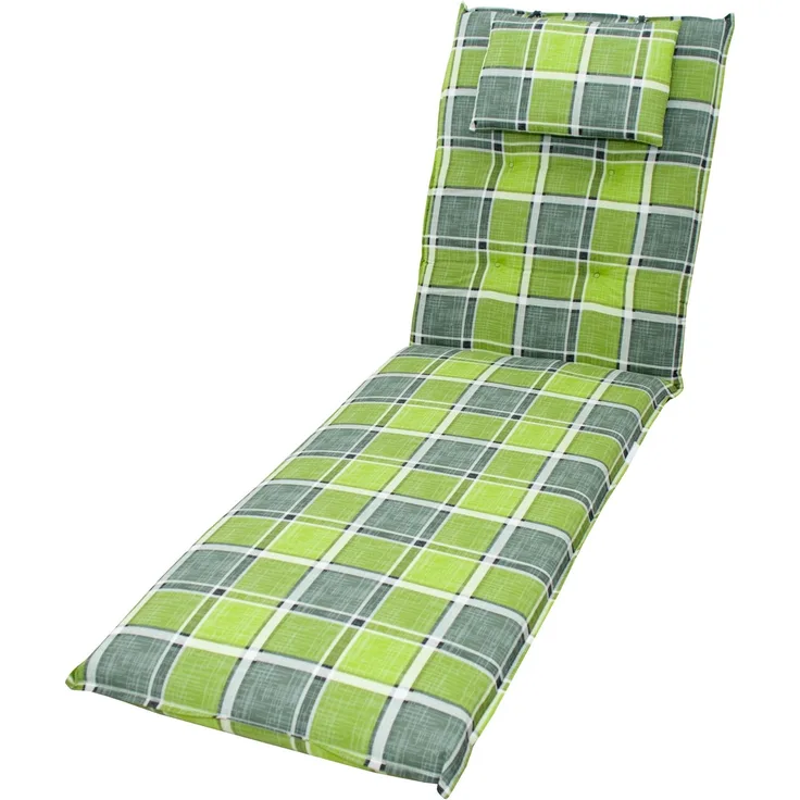 Doppler 5911 Rollliegenauflage 195x60x8cm Kopfkissen grün kariert