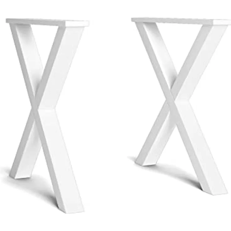 Skraut Home - Ständer – Füße – Steg – in X-Form – Tischbeine aus Massivholz – Wohnzimmer – Esszimmer – Büro – weiß lackiert – 72 x 72 cm