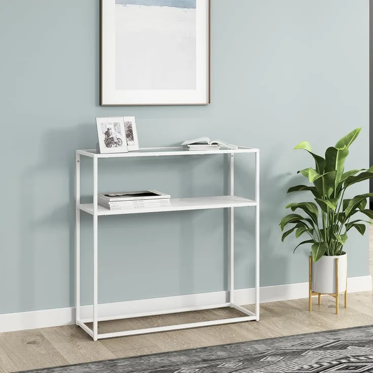 Konsolentisch Kuhmo Weiß Glastischplatte [en. casa]