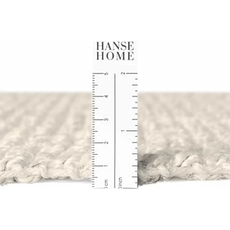 Hanse Home Jaipur Juteteppich - Natur Wohnzimmerteppich aus 100% Jute, Handgewebt & Natürlich - Robust & Pflegeleicht - Boho Naturfaser Jute Teppich für Wohnzimmer, Schlafzimmer - Weiß, Ø 160 cm – Bild 9
