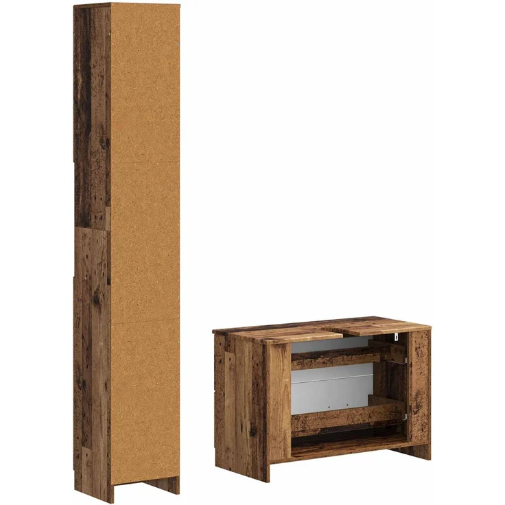 vidaXL 2-teiliges Badezimmer Schrank Set UTRECHT Altholz Holzwerkstoff 3417574 – Bild 4