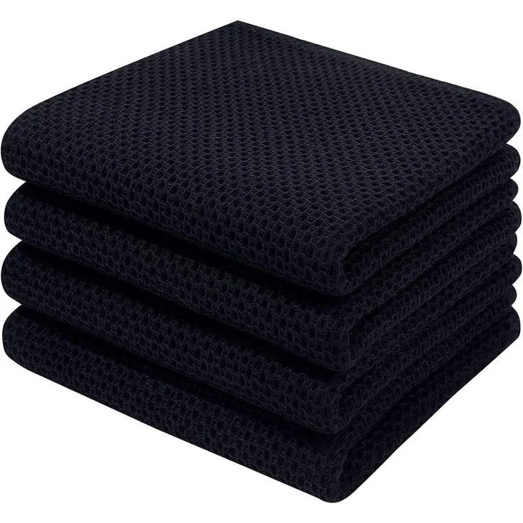 Schwarze Geschirrtücher Baumwolle 4er Set 32x72cm Weich Saugfähig – Bild 1