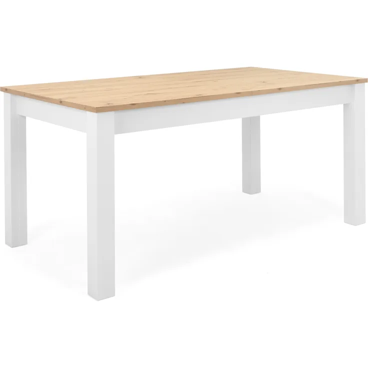 Finori Bergen 50 Auszugstisch, weiß / Dekor Artisan Oak | Auszugstisch für Esszimmer | Maß: B x H x T ca. 160-215 x 75 x 90 cm | Auszugstisch mit Synchronauszug und 1 Einlegeplatte a 55 cm