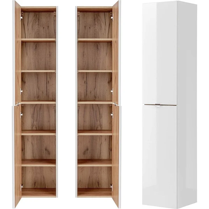 Badezimmer Hochschrank TOSKANA-56 in Weiß-Hochglanz B/H/T ca. 35/170/33cm – Bild 5