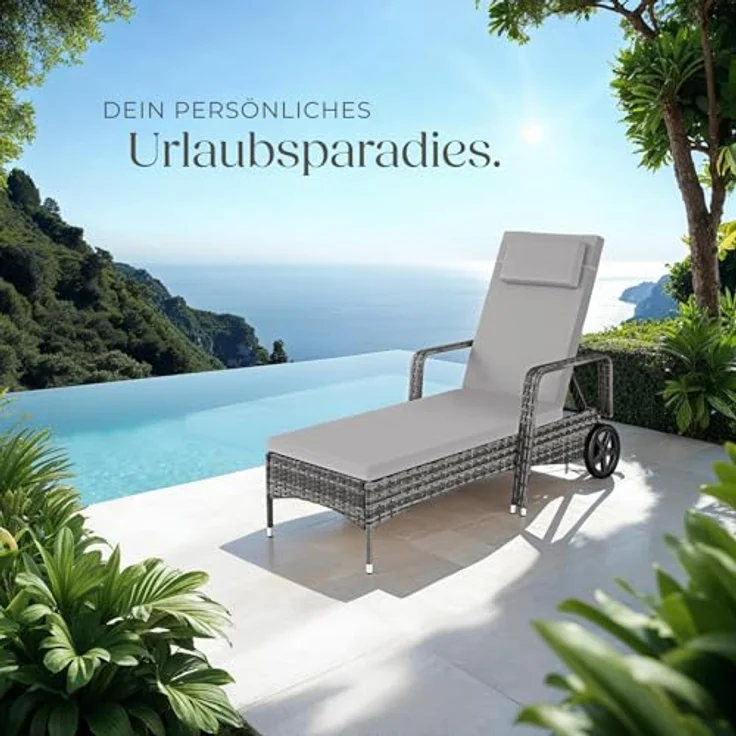 tectake Gartenliege Rattan Sonnenliege, 1, 1 St, 1tlg, widerstandsfähig – Bild 10