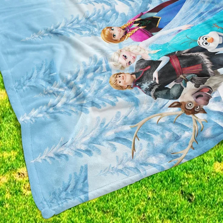 BERONAGE Tagesdecke Frozen Die Eiskönigin Decke Sven Rentier 130x170 cm Coral Fleecedecke, passend zur Bettwäsche, ideal für Sofa, Couch, Bett, Auto, Camping – Bild 3