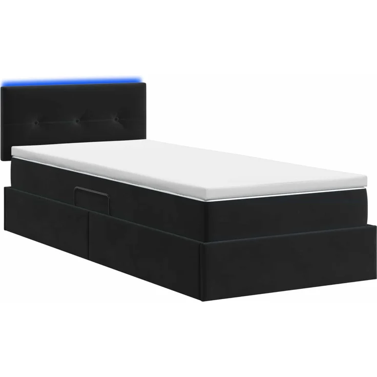 vidaXL LED-Speicherbett mit Matratze Schwarz 90 x 200 cm Samt 3459224 – Bild 9