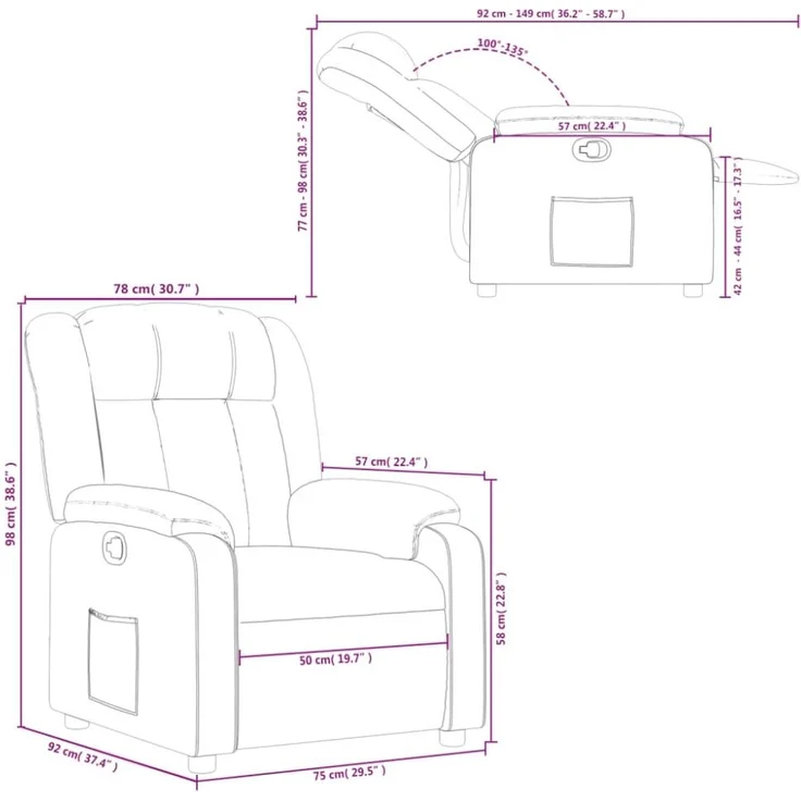 vidaXL Relaxsessel Grau Kunstleder 373563 – Bild 5
