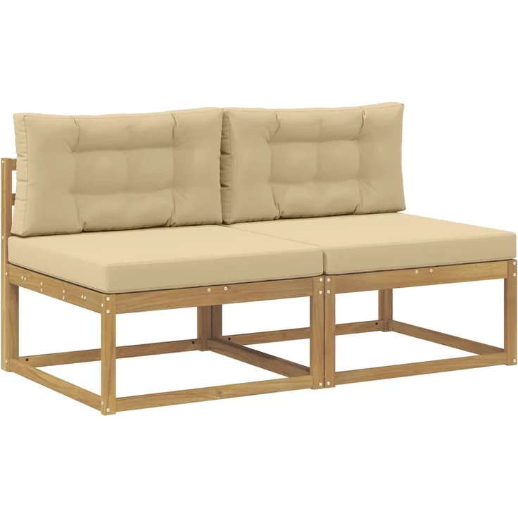 vidaXL Outdoor Mittelsofa 2 stk. 2-Sitzer Massivholz Akazie 901544 – Bild 2