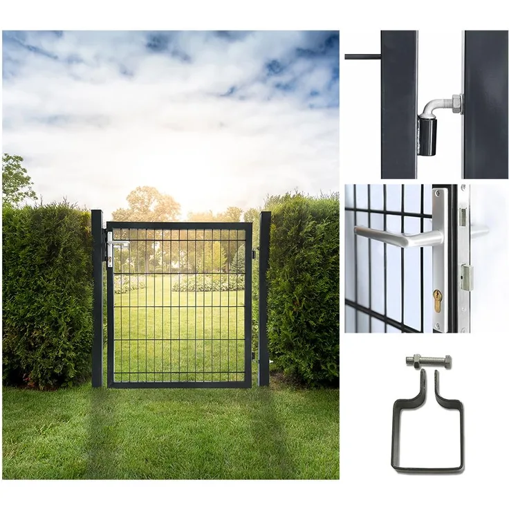 HOME DELUXE Gartentor für Doppelstabmattenzaun PORTARIUS - 160 cm Anthrazit