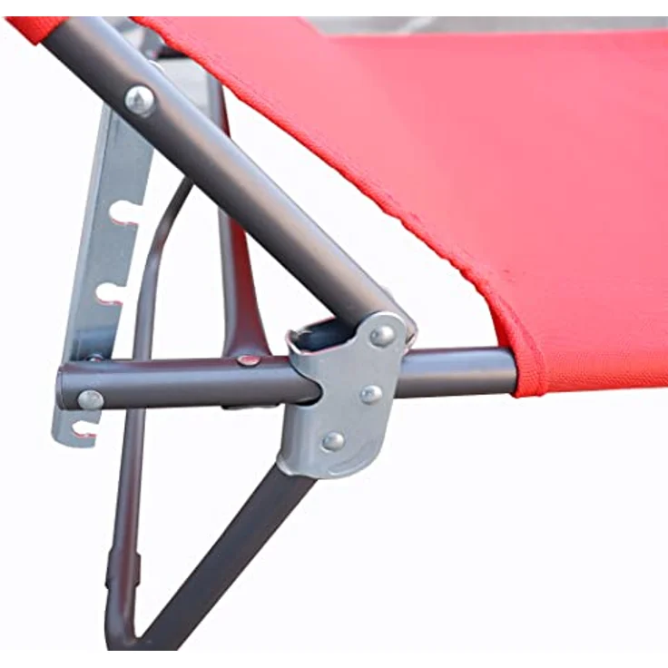 Ambia Garden Dreibeinliege, Rot, wetterfest, verstellbares Dach, klappbar, verstellbare Rückenlehne, 55x24x185 cm, Gartenmöbel – Bild 6