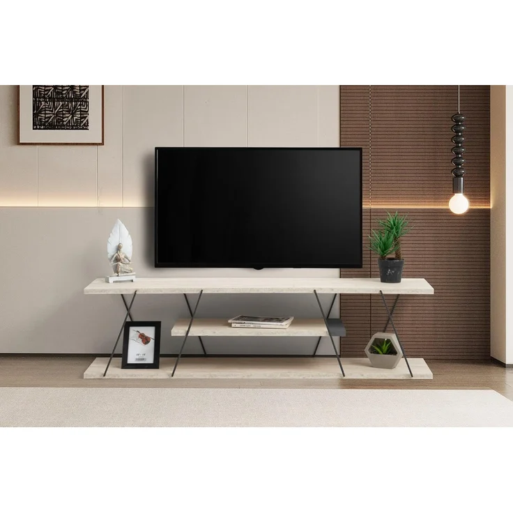 TV-Ständer, 'Canaz', 33 x 30 x 120, Travertinschwarz – Bild 2