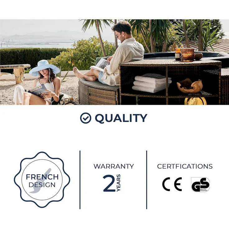 NetSpa 'Octopus' Outdoor-Whirlpool, halbstarr, achteckig, 193 x 73 cm, schwarz, für 4-6 Personen – Bild 8