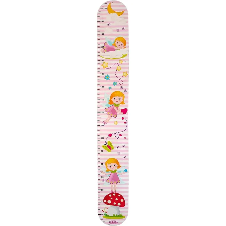 Hess Holzspielzeug 14600 - Messlatte aus Holz für Kinder, Serie Fee, handgefertigt, 4 teilig, geeignet für eine Körpergröße von ca. 66 bis 152 cm
