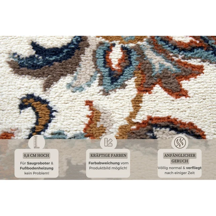 HANSE Home 'Caracci' Teppich, rechteckig, Höhe: 8 mm, Orientalisch, Kurzflor, Creme, 80 x 120 cm (Rechteckig) – Bild 2