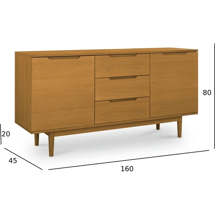 Sideboard Enimeta Eiche Natur 160 cm - 2 Türen, 3 Schubladen & Soft-Close – Bild 4