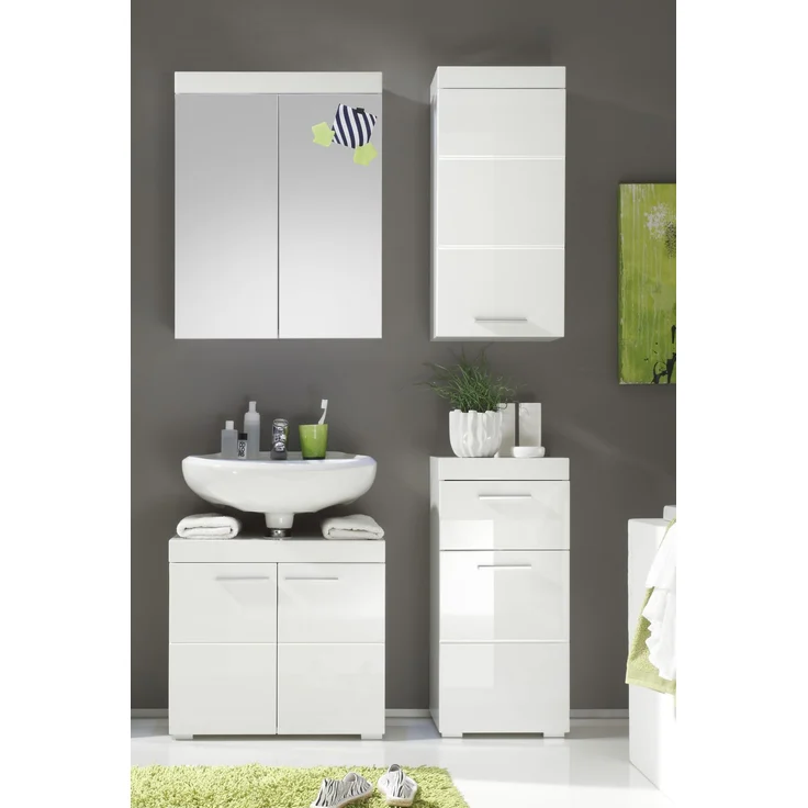 Trendteam 'Amanda' Spiegelschrank, Holz, 77 x 17 x 60 cm, Weiß Hochglanz – Bild 11