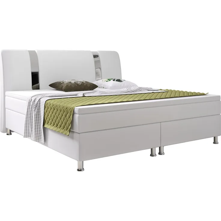 Boxspringbett Riva 180x200 cm Kunstleder Weiß
