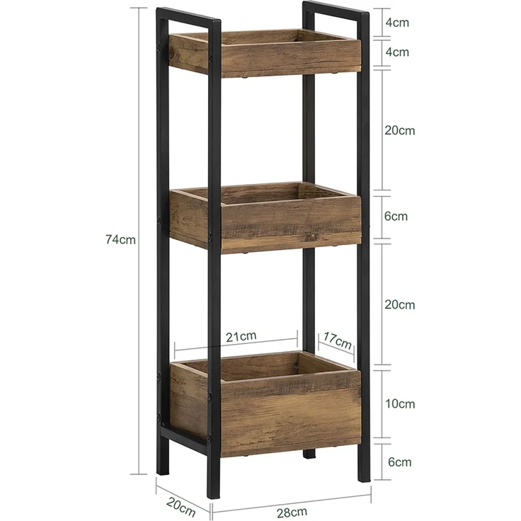 SoBuy FRG226-F Badezimmerregal, MDF, PVC-Furnier, Braun, 28 x 74 x 20 cm – Bild 3