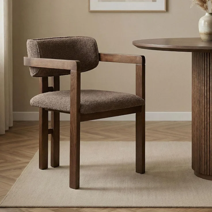 Stilvoller Stuhl aus Buchenholz, Braun & Dunkles Walnuss, 54 x 76 x 54 cm | leicht zu reinigendes Polyester-Chenille-Gewebe, 5 cm Schaumstoffkissen | perfekt für Zuhause & Büro, Elegantes Design – Bild 2