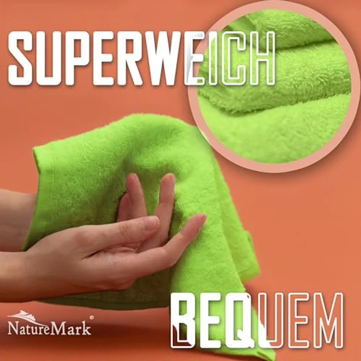 NatureMark 10er Pack Waschlappen | 100% Baumwolle | Frottier Seiflappen | Größe 30x30 cm | Frottee Seiftücher im 10er Pack Farbe: Apfel grün – Bild 5