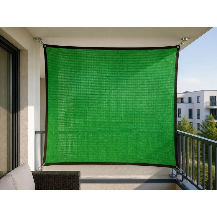 Sonnenschutznetz mit Ösen für Balkon und Terrasse Grün 6 x 7 m – Bild 2