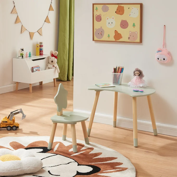 Kinderschreibtisch mit Stuhl Lallega Mond- und Stern-Design Mintgrün [en. casa] – Bild 1