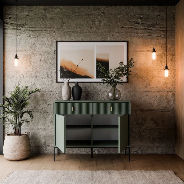 Lookway Kommode MIDNIGHT 2D2S mit zwei Schubladen auf Gestell – Bild 2