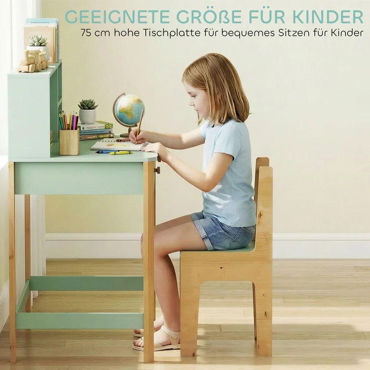 AIYAPLAY Kindertisch, MDF, Kiefernholz, Grün, 90L x 52B x 105H cm – Bild 6