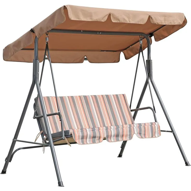 Angel Living Hollywoodschaukel Gartenschaukel 3 Sitzer, 3,00-Sitzer, Relaxfunktion, Verstellbarem Sonnendach und Abnehmbarem Kissen, 173cm x 110cm x 151cm