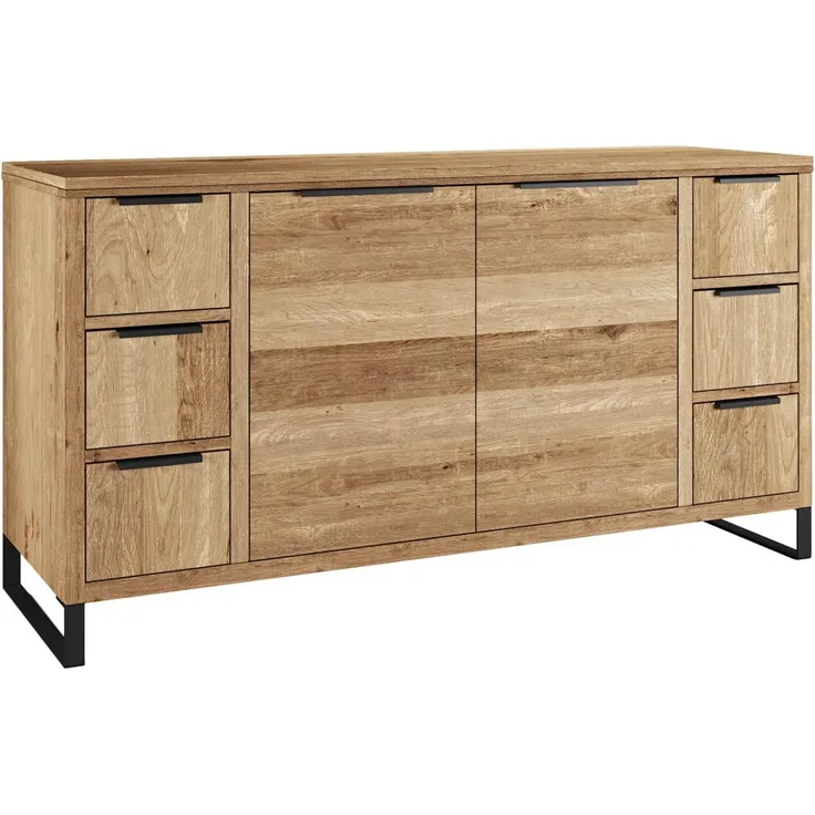 massivum Waschtisch 138 cm Wildeiche Sydney braun Holz Badunterschrank für Waschbecken Doppelwaschtisch Badezimmerkommode 138x74x45 cm