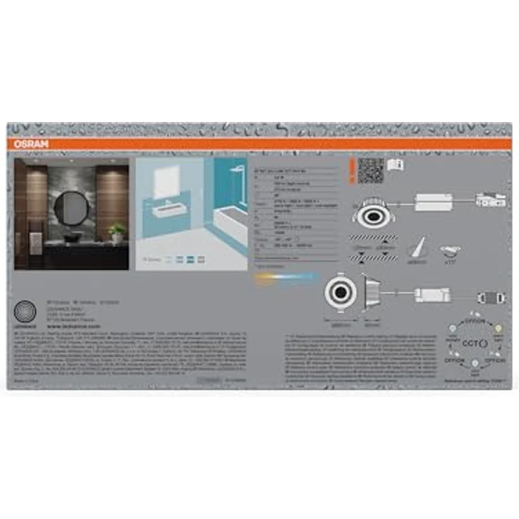 Osram Spot Set LED Einbaustrahler CCT IP44 4,9W Satin-Nickel, 3er Set Badezimmer Click-CCT dreistufig, 2700–6500K – Bild 5