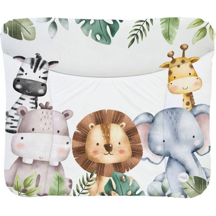 Ceba Baby® weiche Wickelauflage 75x72 cm - Baby Wickelunterlage - Wickeltischauflage für Junge und Mädchen - Wasserdicht, abwaschbar - OEKO-TEX® Standard 100 - Made in EU - Dschungeltiere – Bild 1