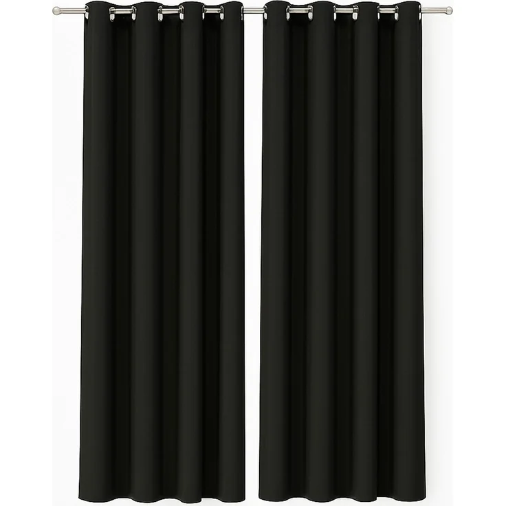 Gardine mit Ösen *** x *** cm ( Breite x Länge ) in ***, blickdichter Vorhang, Ösenvorhang in vielen Variationen 140x225 cm Schwarz – Bild 1