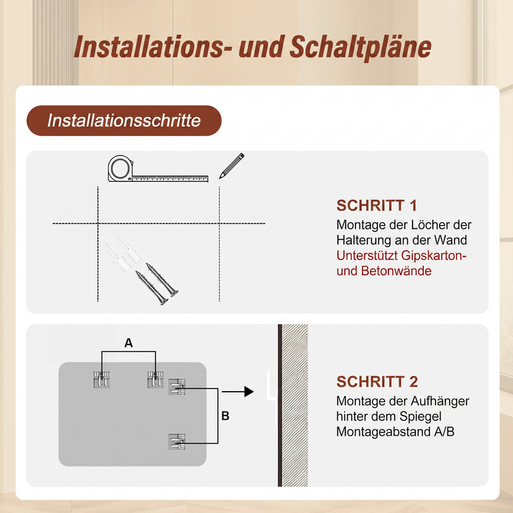 50*70 cm Badezimmerspiegel, rahmenlos mit abgerundeten Ecken, 5 mm HD-Silberspiegel, Sicherheitsfolie, horizontal oder vertikal montierbar--Silber--50x70x1.5cm--YOUDENOVA – Bild 10