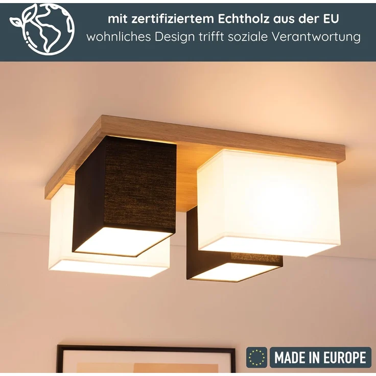 MeLiTec LED Deckenleuchte Paloma D129 Holz, Holz Deckenleuchte Paloma D129 – Bild 2