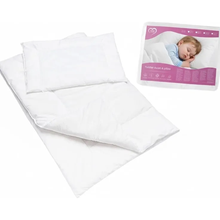 Baby Comfort 2-teiliges Bettdecken- und Flachkissen-Set für Babybett, Kinderwagen, 100% Polycotton (80x70 cm)