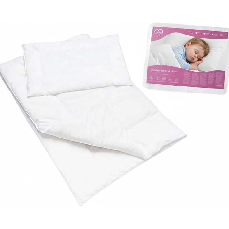 Baby Comfort 2-teiliges Bettdecken- und Flachkissen-Set für Babybett, Kinderwagen, 100% Polycotton (80x70 cm)