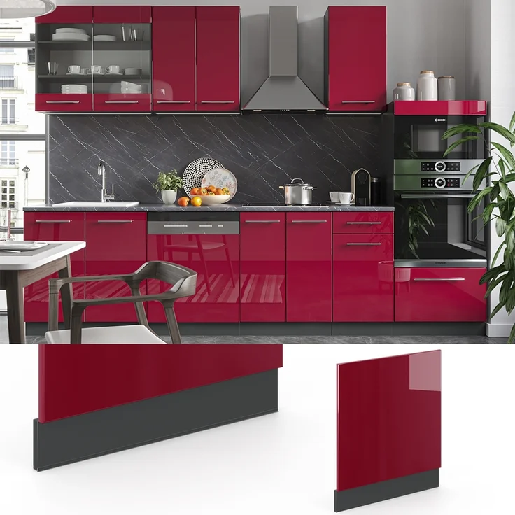 Frontblende Fame-Line Bordeaux Hochglanz 60 cm ohne Arbeitsplatte Vicco – Bild 2