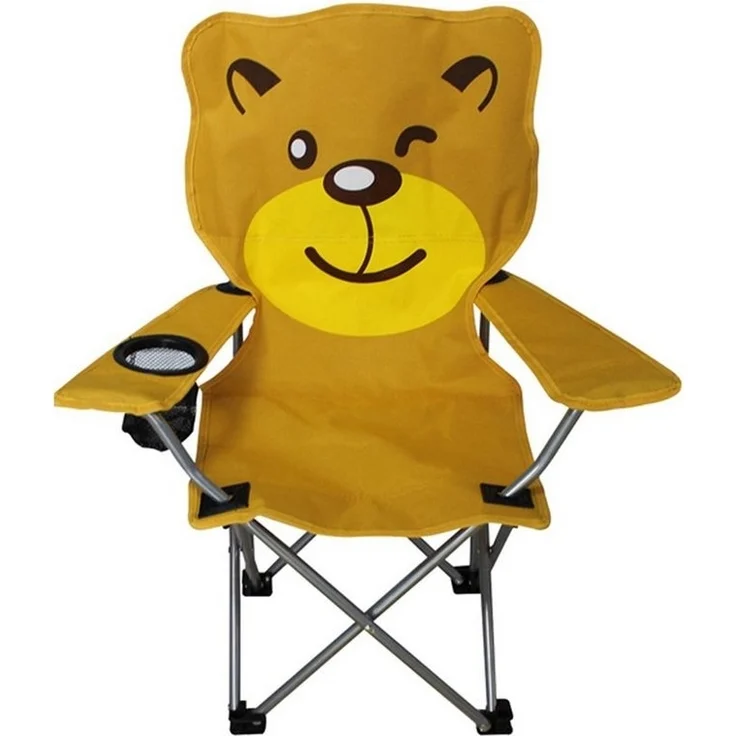 Kinder Anglersessel Orange mit Getränkehalter und Tasche Motiv Löwe – Bild 3