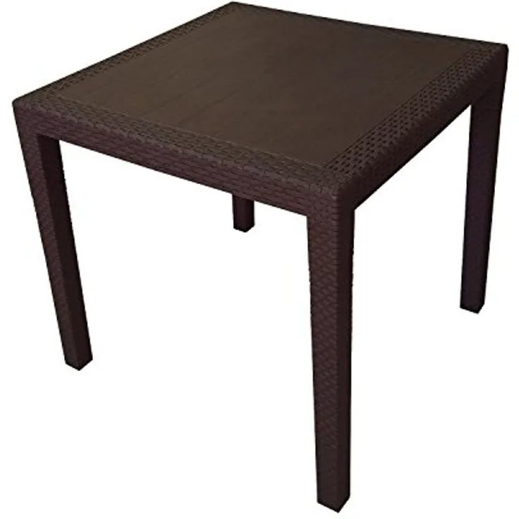 Gartentisch Kunststoff King Rattan-Look 79x79 cm / Mokka