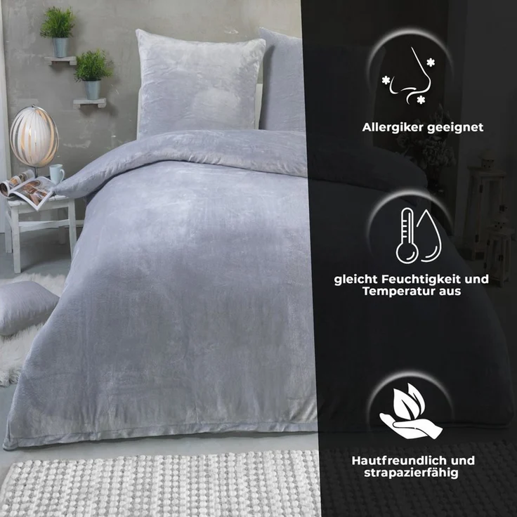 Malika Bettwäsche 200x200 + 2x 80x80 cm Cashmere Touch Bettwäsche, atmungsaktiv, Mikrofaser, 3 teilig, Für Allergiker geeignet, pflegeleicht, angenehm weicher Stoff – Bild 2
