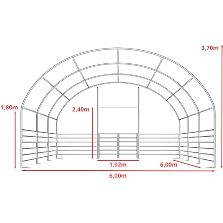 TOOLPORT Weidezelt 6x6 m, PVC Plane 2300 Newton, wetterfester Unterstand für Pferde, grün, für Betonuntergrund – Bild 5