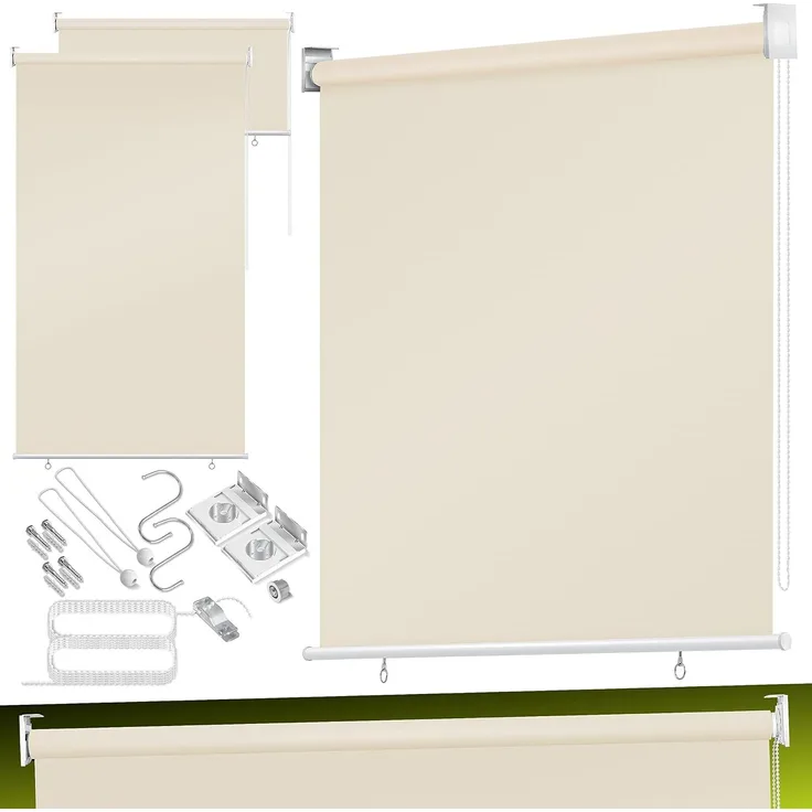 KESSER® Senkrechtmarkise Vertikalmarkise Balkonmarkise Sichtschutz Sonnenschutz Seitenrollo Beschattung , Balkonrollo Stabil und wetterbeständig, für Balkon, Terrasse, Garten Beige, 180x240cm