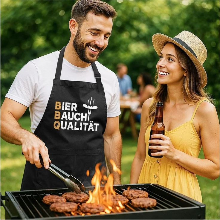 MoonWorks Grillschürze Grillschürze für Männer mit Spruch Lustig Bierbauch Kochschürze, mit kreativem Aufdruck – Bild 3