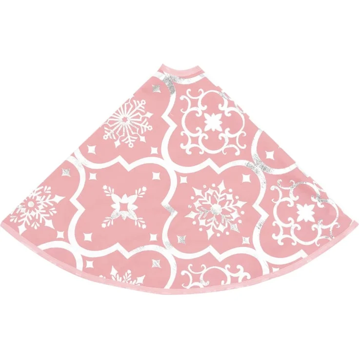 vidaXL Luxus-Weihnachtsbaumdecke mit Socke Rosa 122 cm Stoff 330285 – Bild 5