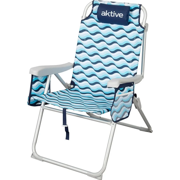AKTIVE Strandstuhl, klappbar, 64 x 63 x 43/105 cm, Aluminium und Polyester, 5 Positionen, mit Rucksackgriffen, Armlehnen und Seitentaschen, Kippschutz, robust und leicht, Modell Aruba (62416) – Bild 1