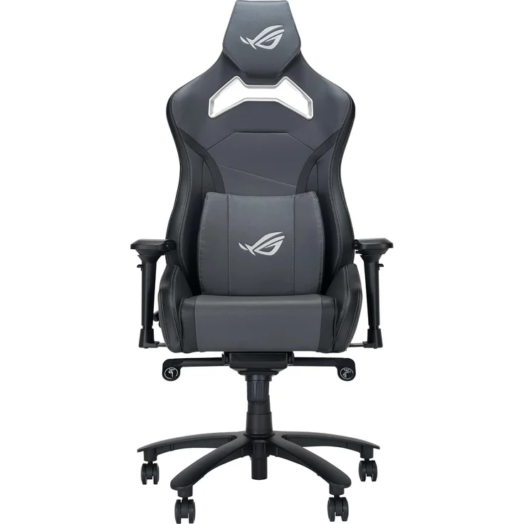ASUS ROG Chariot X Core Gaming-Stuhl (verstellbare Kopfstütze, 4D-Armlehnen, Memory-Foam, Premium-PU-Leder, Klasser 4 Gaslift) grau