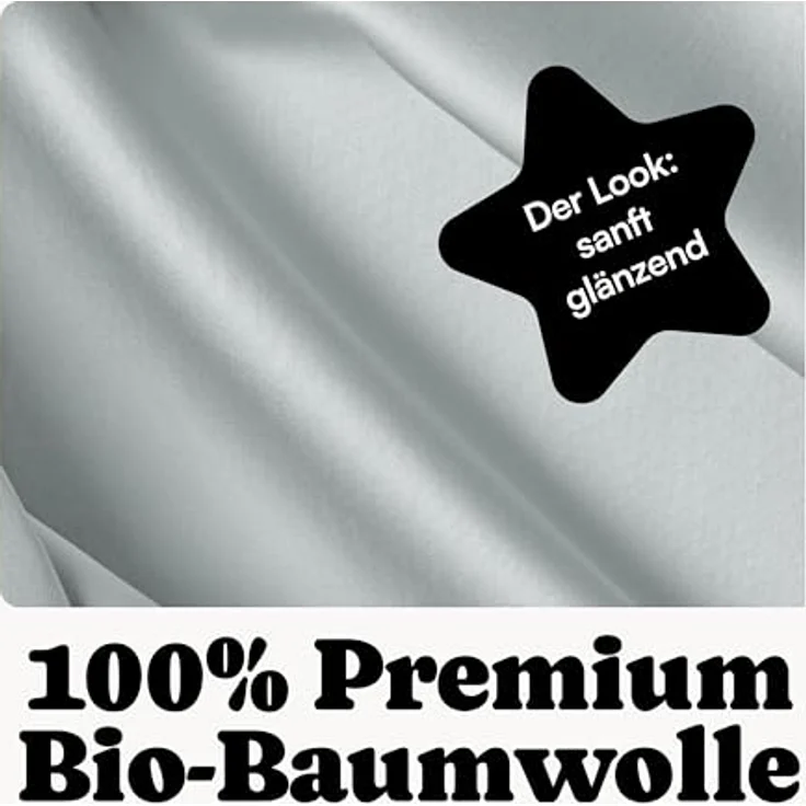 Seralino Spannbettlaken Mako Satin Spannbetttuch (100% Bio Baumwolle), 100% Bio-Baumwolle, Gummizug: rundum, Etiketten zeigen Seiten – schnelles, unkompliziertes Beziehen garantiert, Fairtrade/ GOTS zertifizierte uni Bettlaken, weich – Bild 4